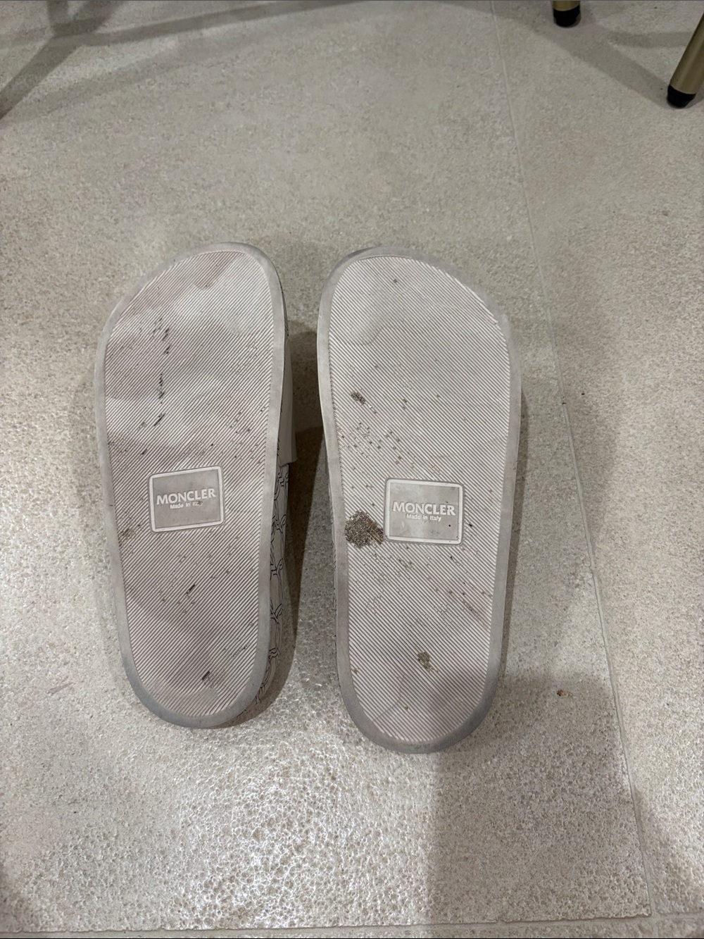 Moncler Light Gray Embossed Logo Slide Sandals - Picture 5 of 5